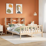 ZNTS Bookcase Bed without Mattress 150x200cm King Size Solid Wood Pine 3322317