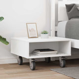 Side Table with Wheels White 50.5 x 50 x 30 cm Engineered Wood 891024