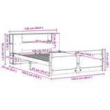Bookcase Bed without Mattress White 120x190cm Small Double Solid Wood Pine 3322430