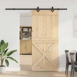 Sliding Door with Hardware Set 100x210 cm Solid Wood Pine 3332783