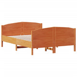 Bed Frame without Mattress Wax Brown 150x200 cm King Size Solid Wood Pine 3216172