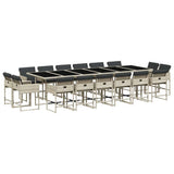 17 Piece Garden Dining Set with Cushions Light Grey Poly Rattan 3211427