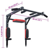 Pull Up Bar Dip Station Black and Red 89 x 59 x 70 cm 42009160