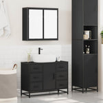 ZNTS 2 Piece Bathroom Furniture Set Black Engineered Wood 3300900