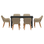 Garden Dining Set with Cushion 7 pcs Beige Poly Rattan 3261702