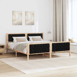 Bed Frame with Headboard Black 160 x 200 cm Solid Pine Wood 3394280