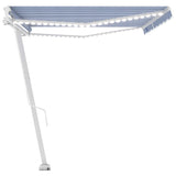 ZNTS Manual Retractable Awning with LED 500x300 cm Blue and White 3069581