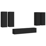 ZNTS 6 Piece TV Cabinet Set Black Engineered Wood 3078785