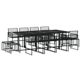 13 Piece Garden Dining Set Black Poly Rattan 3295055