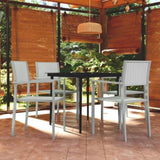 Garden Dining Set White and Black Powder-Coated Steel, Plastic 3099270