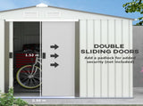Metal Bike Shed, Mobility Scooter Shed House with Foundation Kit, Ventilation, Doors, 9 x 6FT, T3398P318719