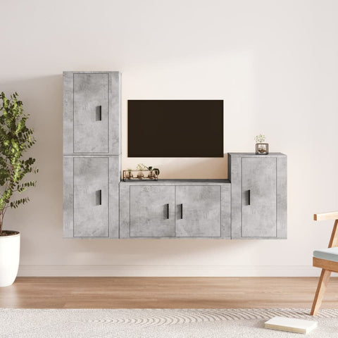 4 Piece TV Cabinet Set Concrete Grey Engineered Wood 3188610