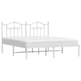 Metal Bed Frame without Mattress with Headboard White 183x213cm 353493
