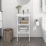 Bathroom Washbasin Frame White 40x38x83 cm Iron 338484