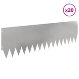 Lawn Edging 20 pcs 103 x 30 cm Steel Silver 8008415