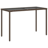 Garden Table with Glass Top Brown 115x54x74 cm Poly Rattan 365074