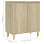 ZNTS Sideboard with Solid Wood Legs Sonoma Oak 60x35x70 cm Engineered Wood 806070