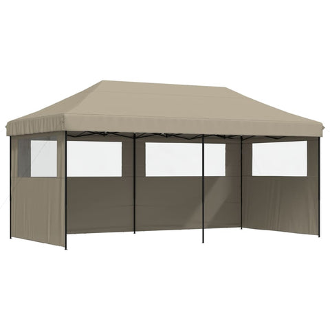 ZNTS Foldable Party Tent Pop-Up with 3 Sidewalls Taupe 4004946