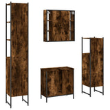 4 Piece Bathroom Cabinet Set Smoked Oak Engineered Wood 3214772
