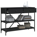 Console Table with Drawers and Shelves Black Engineered Wood 833403