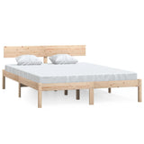 Bed Frame Pine Solid Pinewood Double Durable Bed Frame 810147