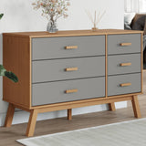 Drawer Cabinet OLDEN Grey and Brown Solid Wood Pine 358592