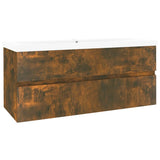 Sink Cabinet with Built-in Basin Smoked Oak Engineered Wood 3152885