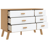 Drawer Cabinet OLDEN White and Brown Solid Wood Pine 358593