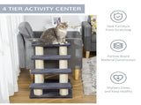 4-Step Cat Tree with Sisal Scratching Post Designed for Accessing High Beds 83834493