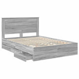 Bed Frame with Drawer Grey Sonoma 140 x 200 cm Engineer Wood 3410181