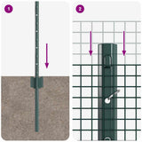 Welded Wire Fence with Posts 50 x 0.5 m PVC-Coated Steel Green 3336502