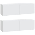 Wall TV Cabinets 2 pcs White 100x30x30 cm Engineered Wood 804544