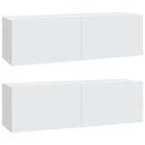 Wall TV Cabinets 2 pcs White 100x30x30 cm Engineered Wood 804544