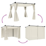 Gazebo with Curtains Cream 3x3 m Steel 4003917