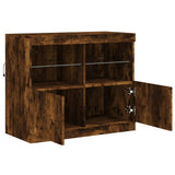 Sideboard with LED Lights Smoked Oak 81x37x67 cm 836662