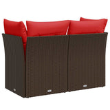 Garden Sofa with Cushion Brown 124 x 62 x 69 cm Poly Rattan 366226