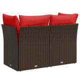 Garden Sofa with Cushion 7 pcs Brown and red Poly rattan 366240