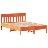 Bed Frame without Mattress Wax Brown 135x190 cm Double Solid Wood Pine 842669