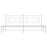 Metal Bed Frame without Mattress with Headboard White 193x203cm 374394