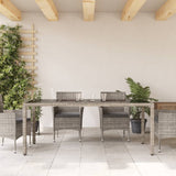 Garden Table with Glass Top Grey 190x90x75 cm Poly Rattan 365538