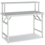 Kitchen Work Table with Overshelf 120x60x115 cm Stainless Steel 3155991