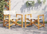 Folding Director Chairs 2 pcs Cream White Fabric 365837