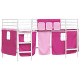 Kids'Loft Bed Frame with Curtains White and Pink 90 x 200 cm 42020825