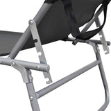 47772 Folding Sun Lounger with Canopy Grey Aluminium