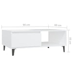 Coffee Table White 90x60x35 cm Engineered Wood 806004