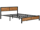 Industrial Double Frame, 5FT Steel Base with Headboard, Footboard, Slatted Support and Under T3398P340963
