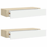Wall Drawer Shelves 2 pcs Oak and White 60x23.5x10cm MDF 330264
