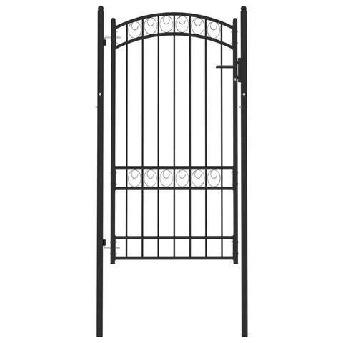 ZNTS Fence Gate with Arched Top Steel 100x175 cm Black 146371