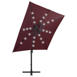 Cantilever Garden Parasol with Pole and LED Lights Bordeaux Red 250 cm 312326