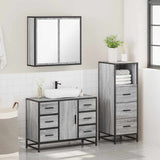 3 Piece Bathroom Furniture Set Grey Sonoma Engineered Wood 3301023